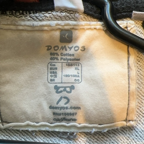 Domyos grey large hooded sweatshirt front pocket zipper relaxed fit comfy warm - Picture 5 of 7